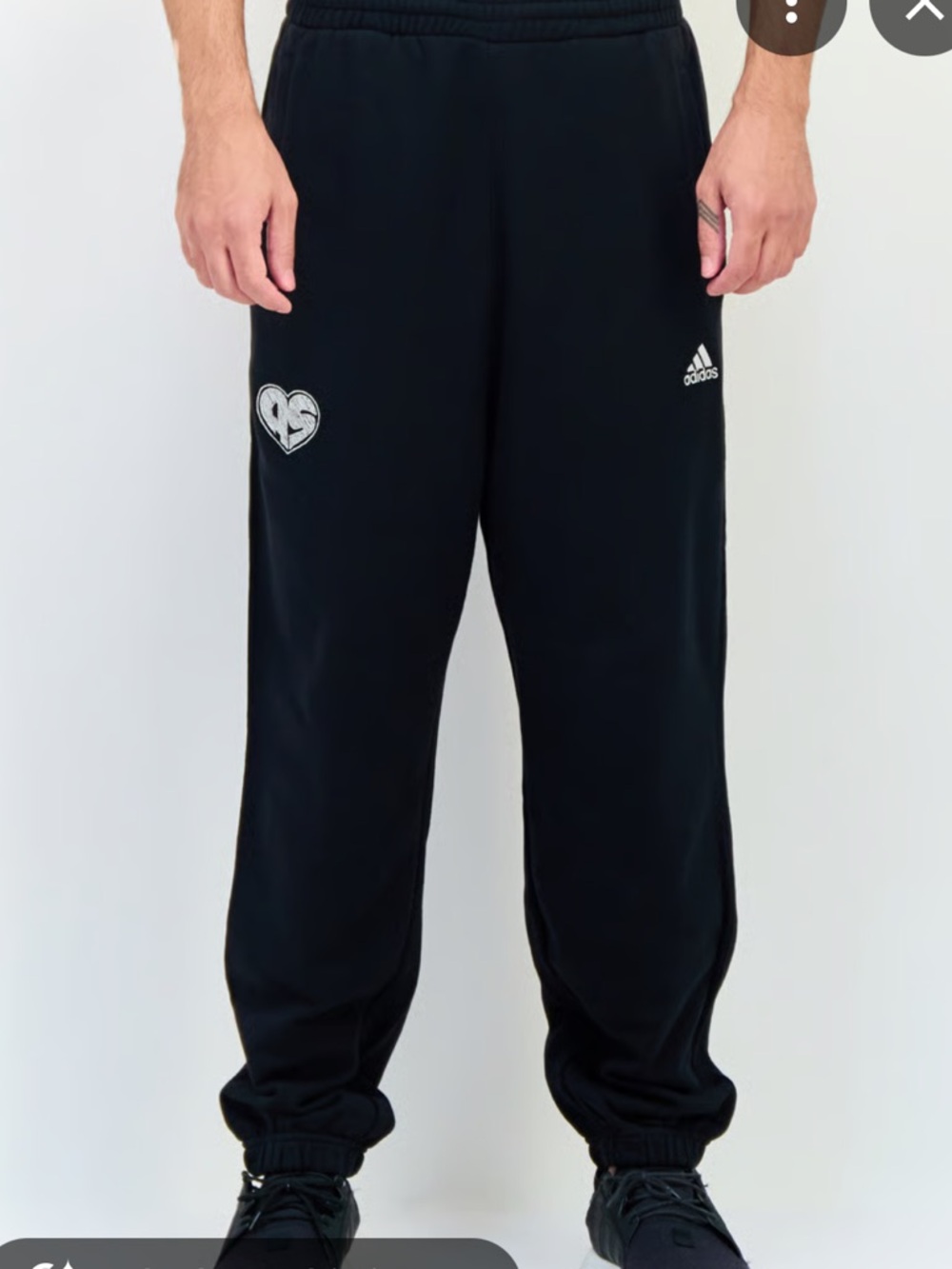 adidas Black  Sweatpants with Heart Patch